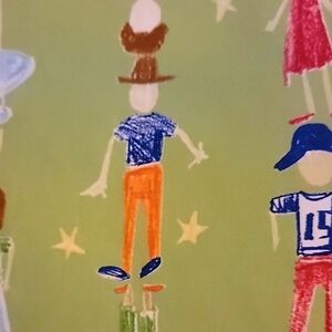 POTTERY BARN KIDS Colorful Child Character Print Fabric Queen Size Duvet Cover